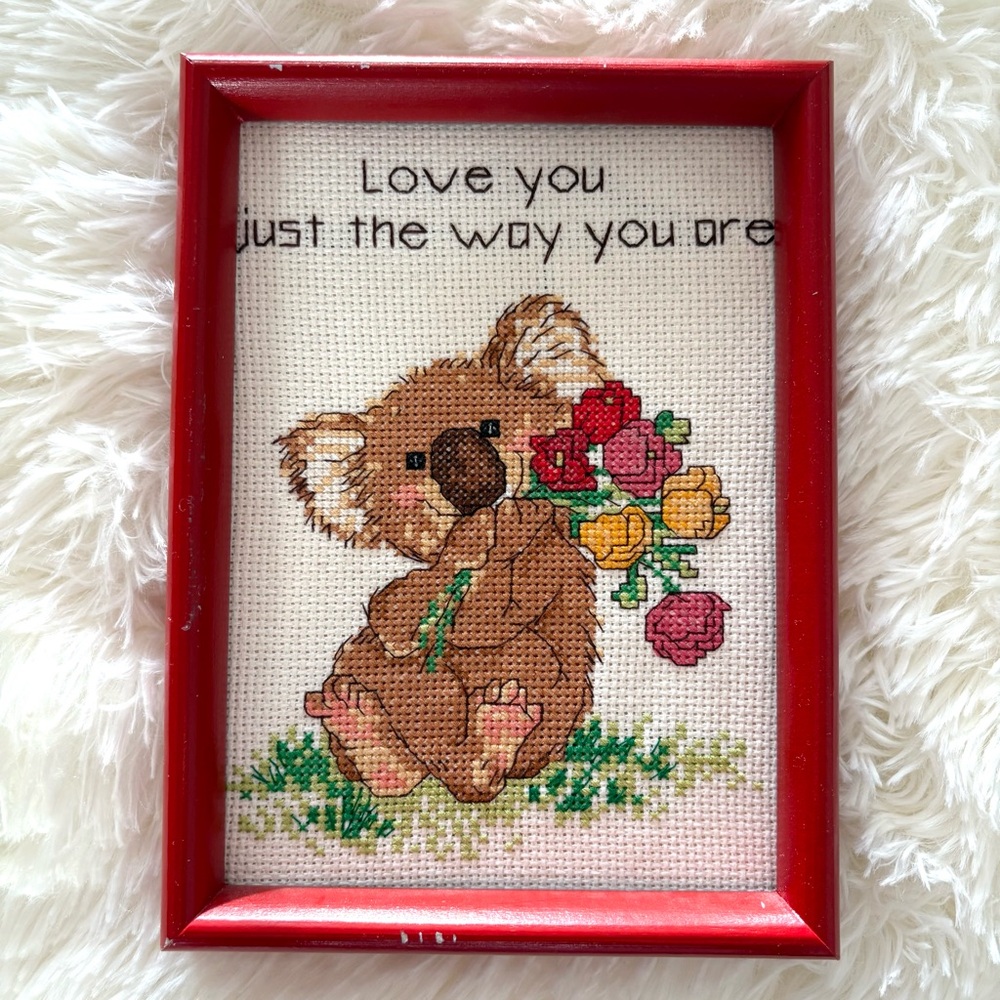 Red Framed Koala Cross-Stitch Art